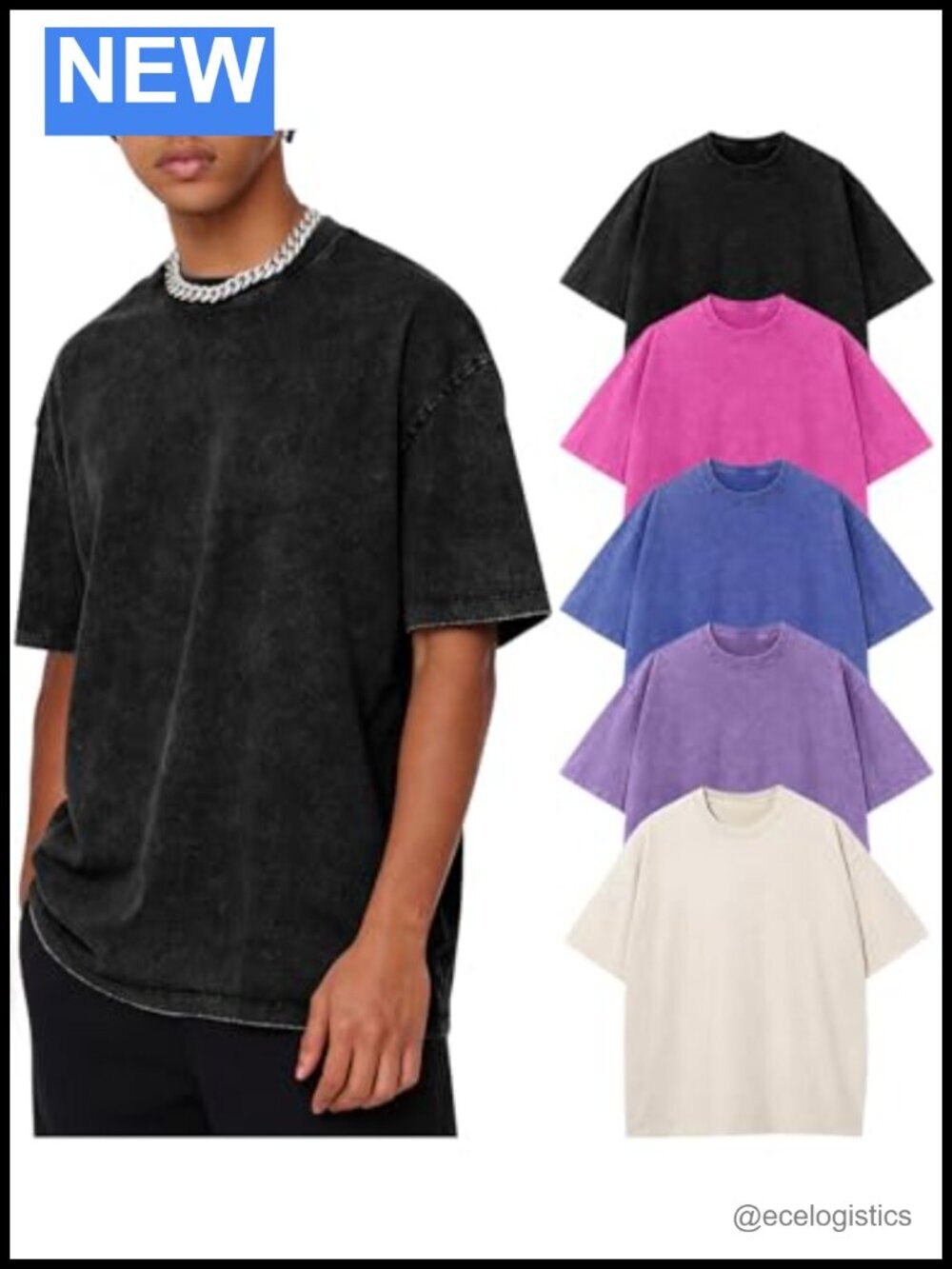 Oversized Acid Wash T-Shirts Heavyweight Cotton Crew Neck Short Sleeve Tees